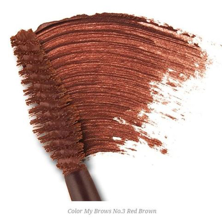  Etude Color My Brows #3 Red Brown 4.5 g.  เนื้อสัมผัสแบบครีมทิ้นต์ที่มีส่วนผสมของเจลเนื้อเนียน (Soft-Hold Gel) เหมาะอย่างยิ่งสำหรับเส้นขนคิ้วและช่วยให้เส้นขนคิ้วได้รูปทรงสวยตลอดวัน